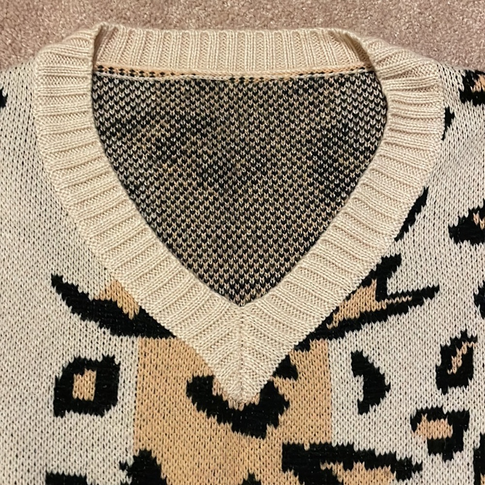 VNeck Leopard Sweater - Picture 2 of 5